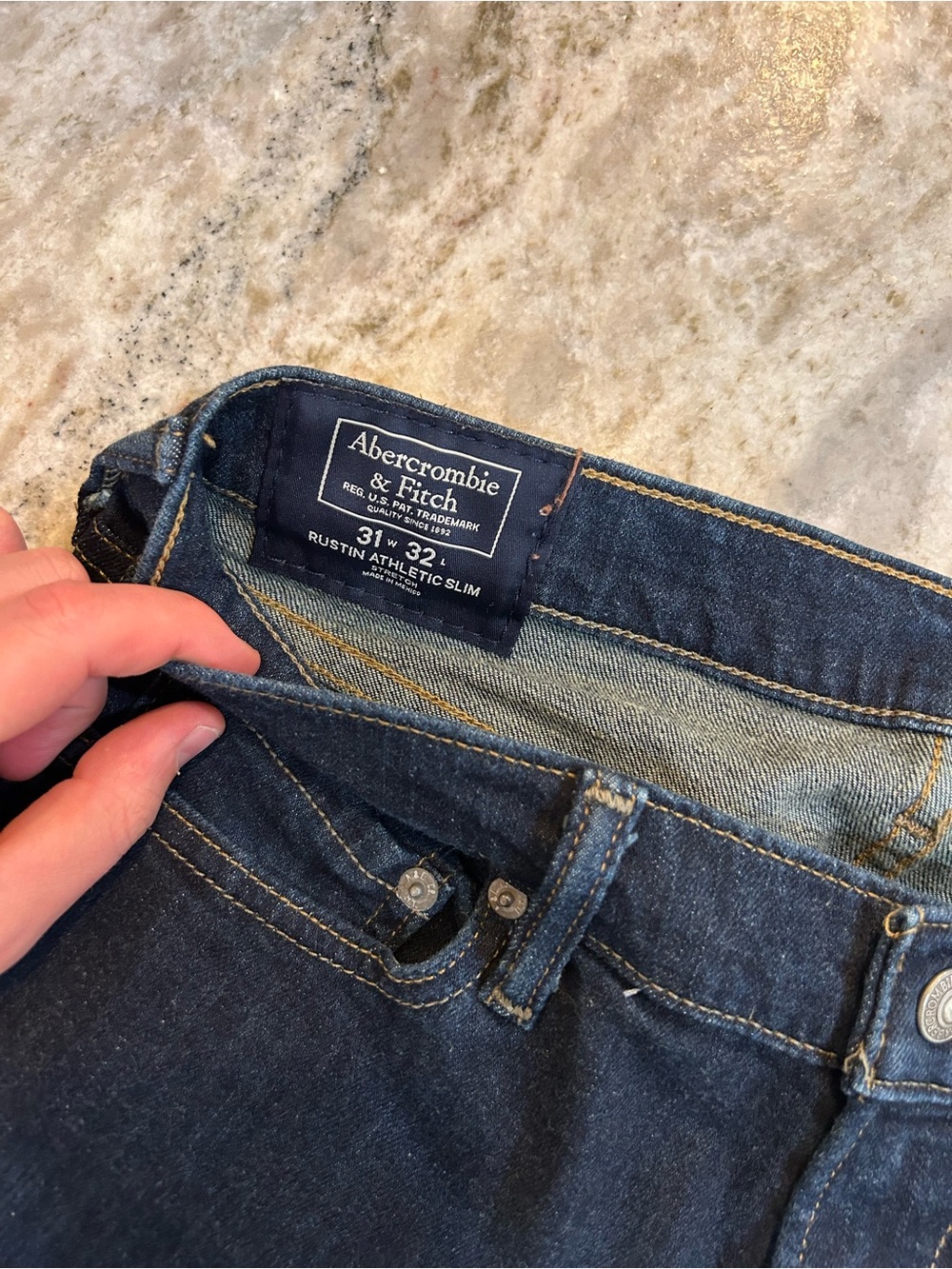 Abercrombie & Fitch Dark Blue Rustin Athletic Slim Jeans
